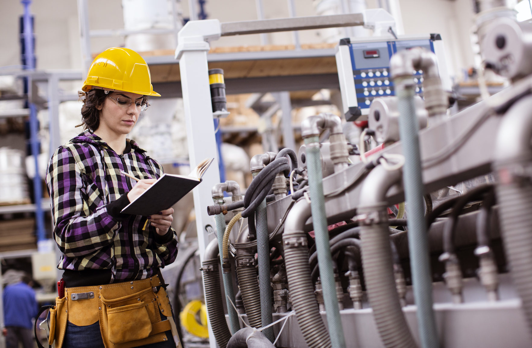 Engineer checking factory